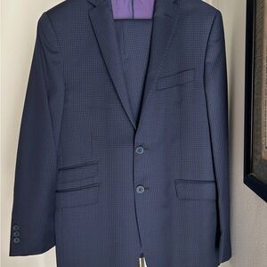 Boys ( lightly checkered) navy blue suit (pants and jacket)